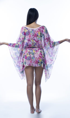 Poncho a fiori rosa easybikini