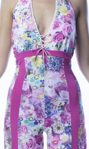 Tuta a fiori rosa easybikini