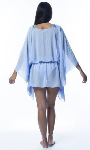 Poncho con pailettes azzurro easybikini